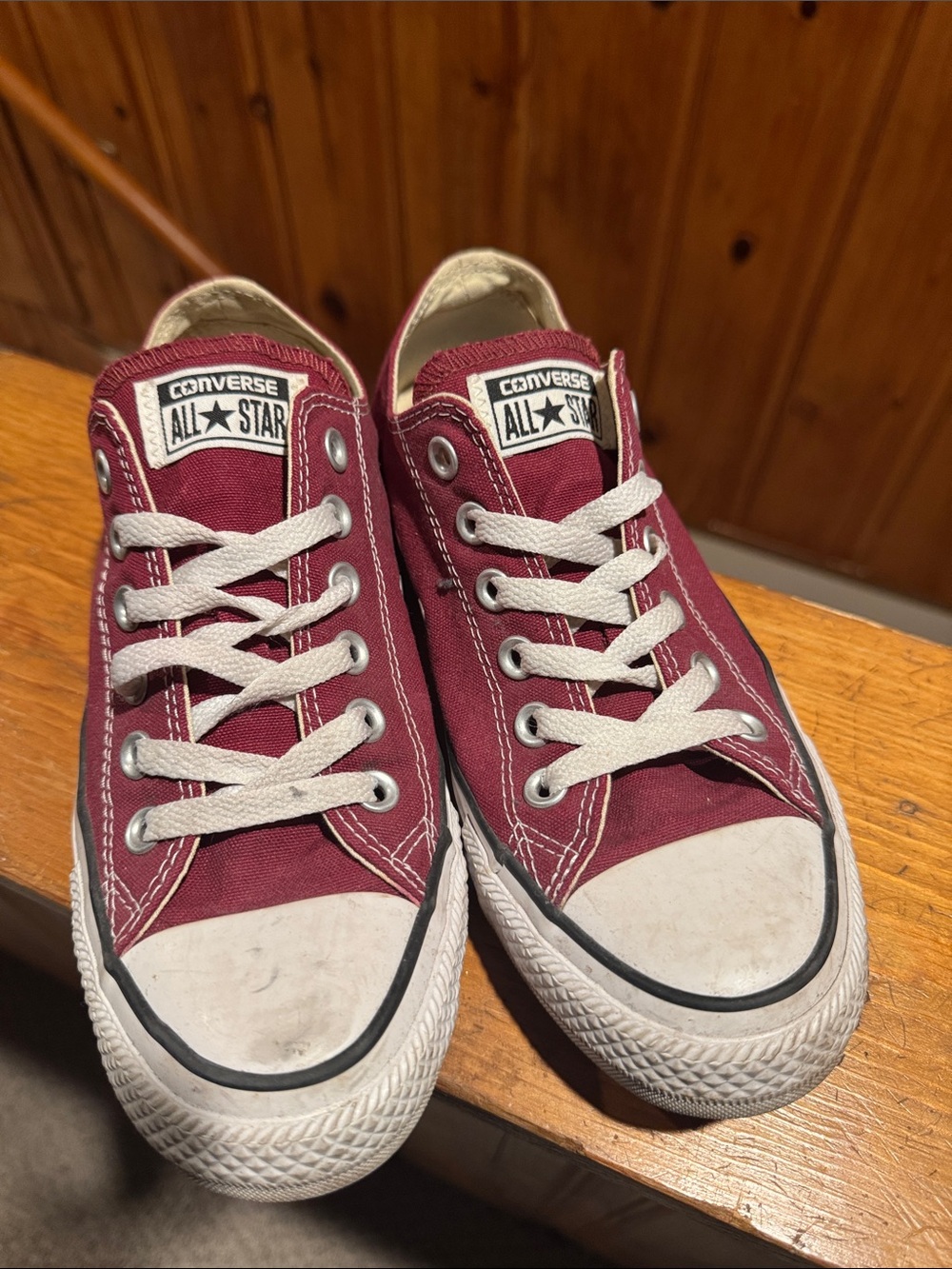 Converse Low Top All Star Sneakers - Maroon and White